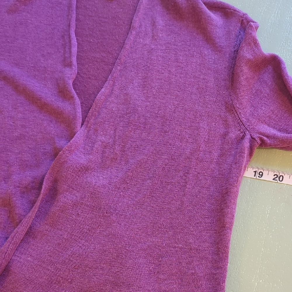 Eileen Fisher Linen Cardigan Open Front‎ Raspberry size Small - Picture 6 of 7